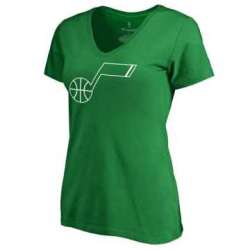 Women\'s Utah Jazz Fanatics Branded Kelly Green St. Patrick\'s Day White Logo T-Shirt FengYun