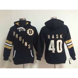 Womens Boston Bruins #40 Tuukka Rask Black Old Time Hockey Hoodie