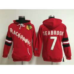 Womens Chicago Blackhawks #7 Brent Seabrook Red Old Time Hockey Hoodie