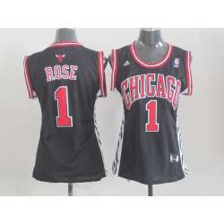 Womens Chicago Bulls #1 Rose Black Jerseys