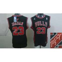 Womens Chicago Bulls #23 Michael Jordan Swingman Black Signature Edition Jerseys