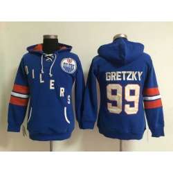 Womens Edmonton Oilers #99 Wayne Gretzky Blue Stitched Hoodie