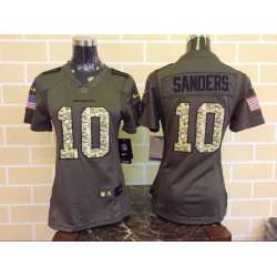 Womens Limited Nike Denver Broncos #10 Sanders Salute To Service Green Jerseys