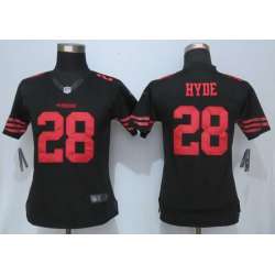 Womens Limited Nike San Francisco 49ers #28 Carlos Hyde Black Jerseys