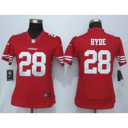 Womens Limited Nike San Francisco 49ers #28 Carlos Hyde Red Jerseys