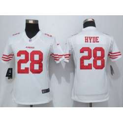 Womens Limited Nike San Francisco 49ers #28 Carlos Hyde White Jerseys