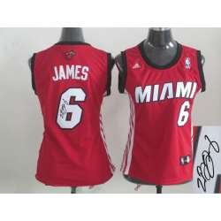 Womens Miami Heat #6 LeBron James Swingman Red Signature Edition Jerseys