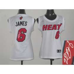 Womens Miami Heat #6 LeBron James Swingman White Signature Edition Jerseys
