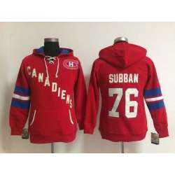 Womens Montreal Canadiens #76 P.K Subban Red Stitched Hoodie