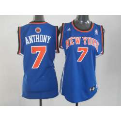 Womens New York Knicks #7 Carmelo Anthony Swingman Blue Jerseys