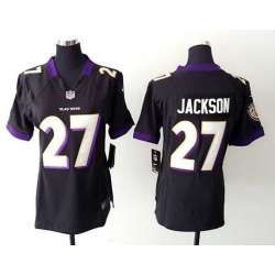 Womens Nike Baltimore Ravens #27 Jackson Black Game Jerseys