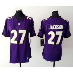 Womens Nike Baltimore Ravens #27 Jackson Purple Game Jerseys