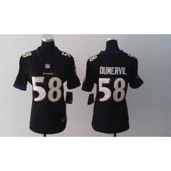 Womens Nike Baltimore Ravens #58 Elvis Dumervil Black Game Jerseys