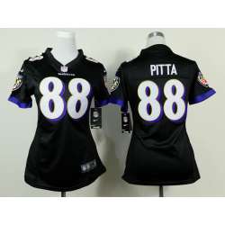 Womens Nike Baltimore Ravens #88 Dennis Pitta Black Game Jerseys