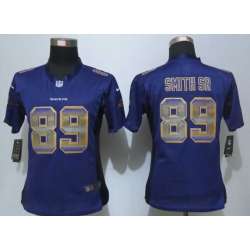 Womens Nike Baltimore Ravens #89 Smith SR Purple Strobe Elite Jerseys