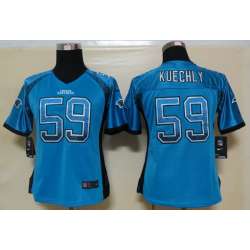 Womens Nike Carolina Panthers #59 Kuechly 2013 Drift Fashion Blue Elite Jerseys
