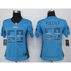 Womens Nike Carolina Panthers #59 Kuechly Blue Strobe Elite Jerseys