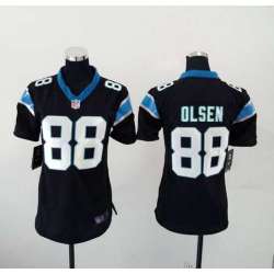 Womens Nike Carolina Panthers #88 Olsen Black Game Jerseys