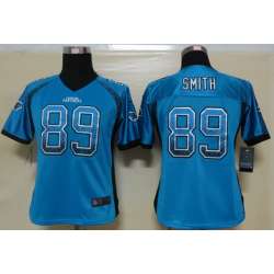 Womens Nike Carolina Panthers #89 Smith 2013 Drift Fashion Blue Elite Jersey
