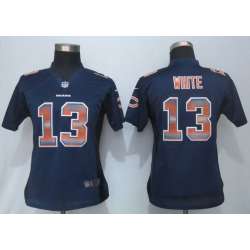 Womens Nike Chicago Bears #13 White Navy Blue Strobe Elite Jerseys