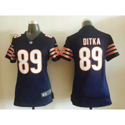 Womens Nike Chicago Bears #89 Mike Ditka Navy Blue Team Color Game Jerseys