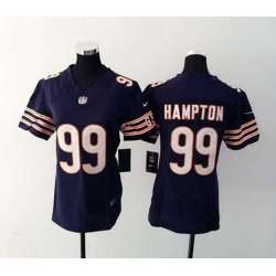 Womens Nike Chicago Bears #99 Hampton Navy Blue Game Jerseys