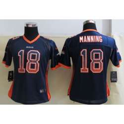 Womens Nike Denver Broncos #18 Manning 2013 Drift Fashion Blue Elite Jerseys
