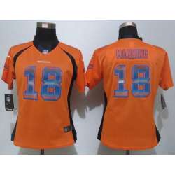 Womens Nike Denver Broncos #18 Manning Orange Strobe Elite Jerseys