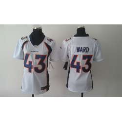 Womens Nike Denver Broncos #43 Ward White Game Jerseys