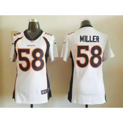 Womens Nike Denver Broncos #58 Von Miller White Team Color Game Jerseys