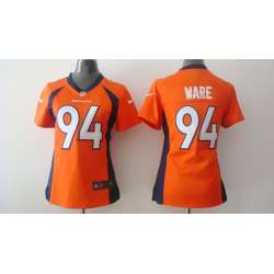 Womens Nike Denver Broncos #94 Ware Orange Game Jerseys