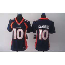 Womens Nike Limited Denver Broncos #10 Sanders Navy Blue Jerseys