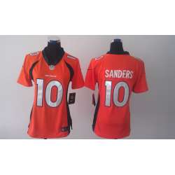 Womens Nike Limited Denver Broncos #10 Sanders Orange Jerseys