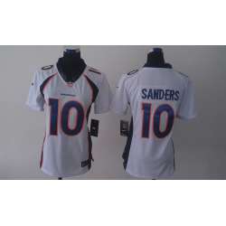 Womens Nike Limited Denver Broncos #10 Sanders White Jerseys