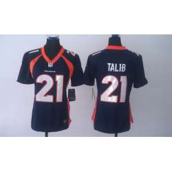 Womens Nike Limited Denver Broncos #21 Talib Navy Blue Jerseys