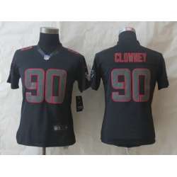 Womens Nike Limited Houston Texans #90 Clowney Impact Black Jerseys