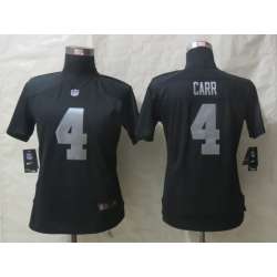 Womens Nike Limited Oakland Raiders #4 Carr Black Jerseys
