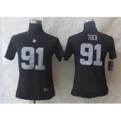 Womens Nike Limited Oakland Raiders #91 Tuck Black Jerseys
