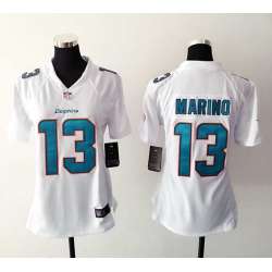 Womens Nike Miami Dolphins #13 Dan Marino White Team Color Game Jerseys