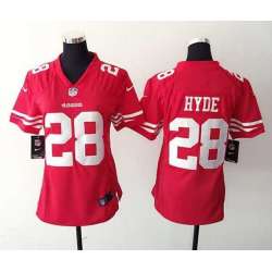 Womens Nike San Francisco 49ers #28 Carlos Hyde Red Game Jerseys