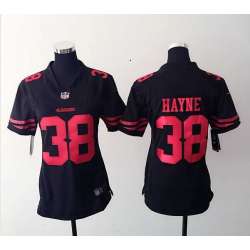 Womens Nike San Francisco 49ers #38 Hayne 2015 Black Team Color Game Jerseys