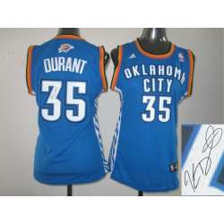 Womens Oklahoma City Thunder #35 Kevin Durant Swingman Blue Signature Edition Jerseys