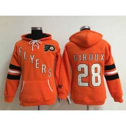 Womens Philadelphia Flyers #28 Claude Giroux Orange Stitched Hoodie