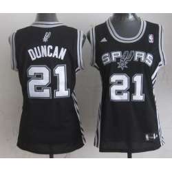 Womens San Antonio Spurs #21 Tim Duncan Black Jerseys