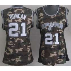 Womens San Antonio Spurs #21 Tim Duncan Camo Fashion Jerseys