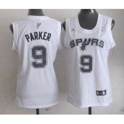 Womens San Antonio Spurs #9 Tony Parker Revolution 30 Swingman White Jerseys