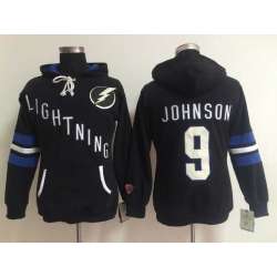 Womens Tampa Bay Lightning #9 Tyler Johnson Black Stitched Hoodie