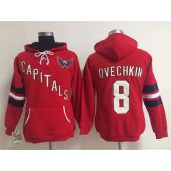 Womens Washington Capitals #8 Alex Ovechkin Red Old Time Hockey Hoodie