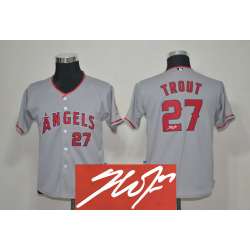 Youth Anaheim Angels #27 Mike Trout Gray Signature Edition Jerseys