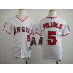 Youth Anaheim Angels #5 Albert Pujols White Jerseys